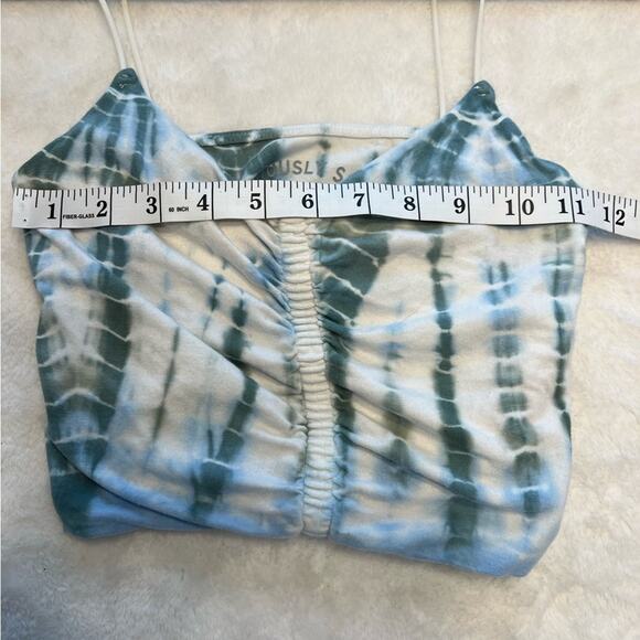 Aeropostale Tie Dye Cropped Spaghetti Strap tank top Blue White Green - Picture 3 of 5